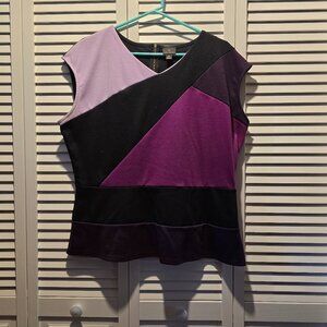 Worthington Cap Sleeve Colorblock Peplum Waist Top